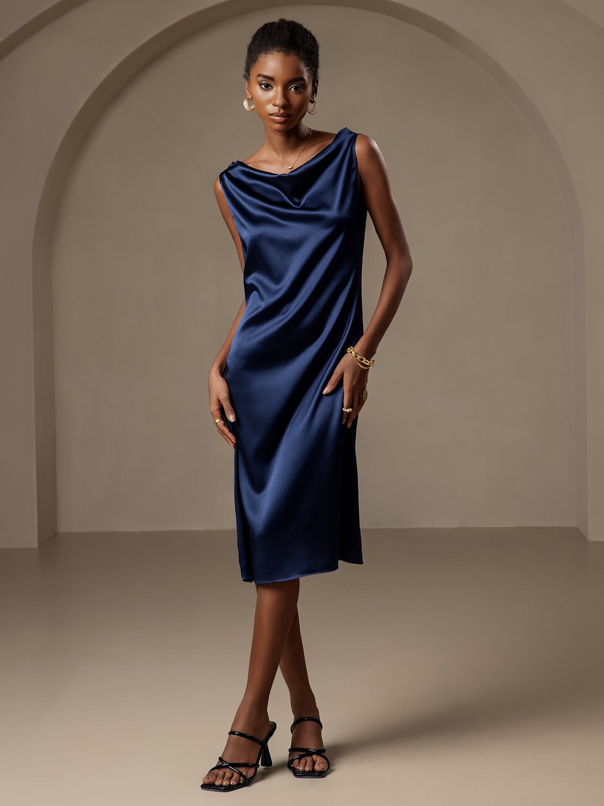 Dress Code Abito Scuro Donna Con Spacco Laterale Vestito Spacco