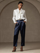 [Blu Scuro] SilkSilky-IT 19Momme Seta Womens Pants 001