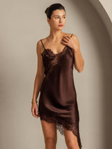 [Marrone] SilkSilky-IT Seta pura Dress 001
