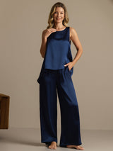 [Blu Scuro] SilkSilky-IT Sleeveless Pigiami da donna 006