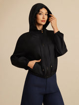[Nero] SilkSilky-IT 18Momme Manica lunga Collo Alto Capispalla da donna 005