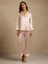 [Rosa] SilkSilky-IT Long Sleeve Lapel Collar Pigiami da donna 007