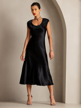 [Nero] SilkSilky-IT Cap Sleeve Vestiti da donna 006