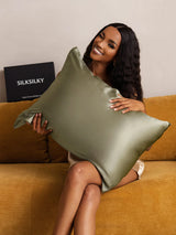 [Verde Oliva] SilkSilky-IT 22Momme Seta pura Pillowcase 002