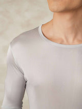 [Argento] SilkSilky-IT Long Sleeve Round Neck Intimo Lungo Uomo 005