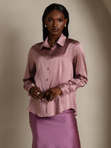 [Malva Pallido] SilkSilky-IT Long Sleeve Lapel Collar Camicie da donna 006