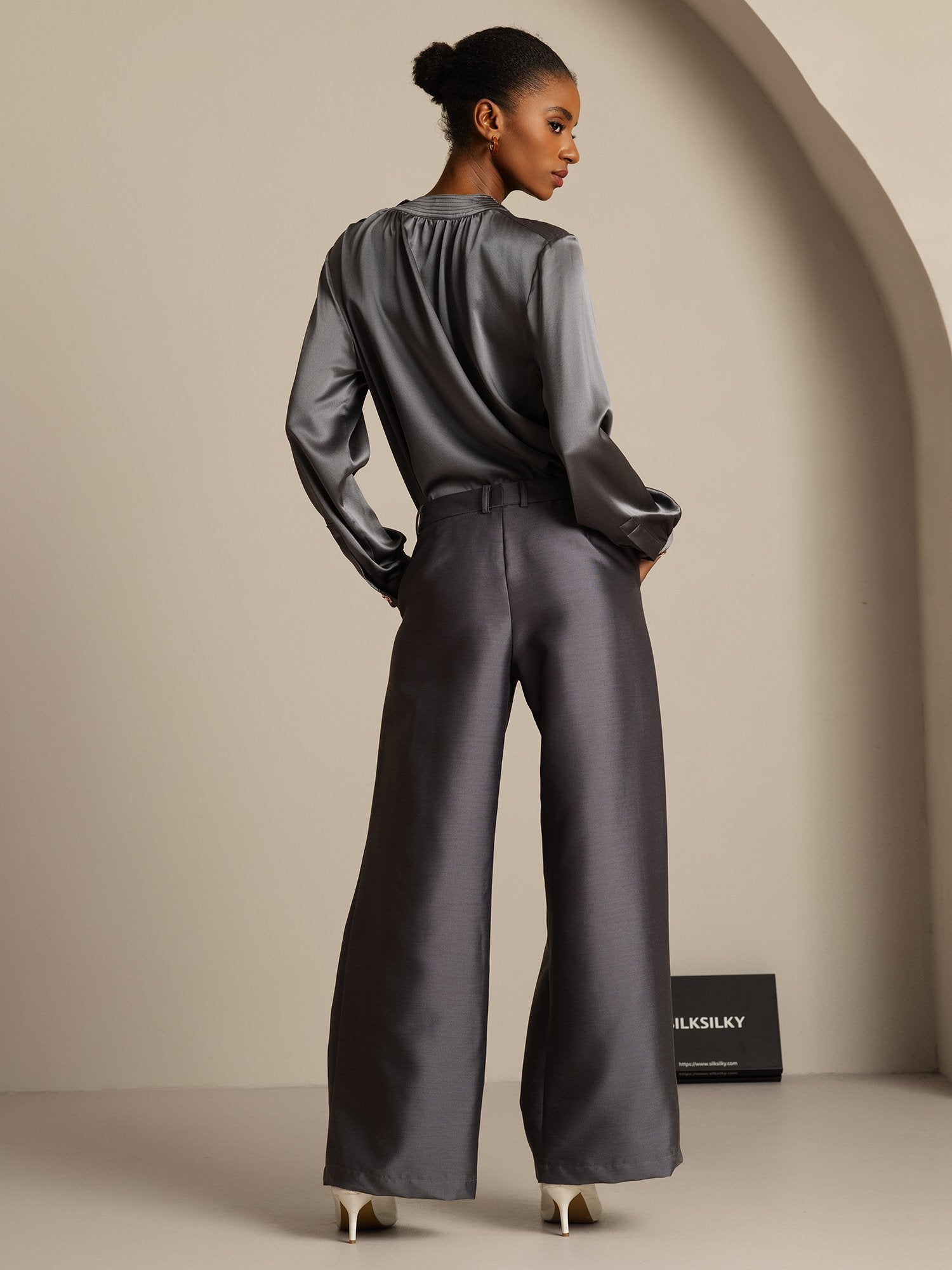 [Grigio] SilkSilky-IT 32Momme Seta Womens Pants 002,