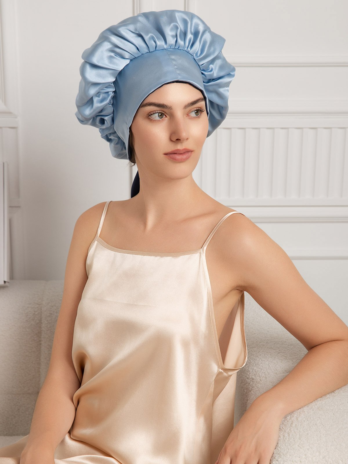 SilkSilky-IT Seta pura Sleep Cap BluAcuro 008