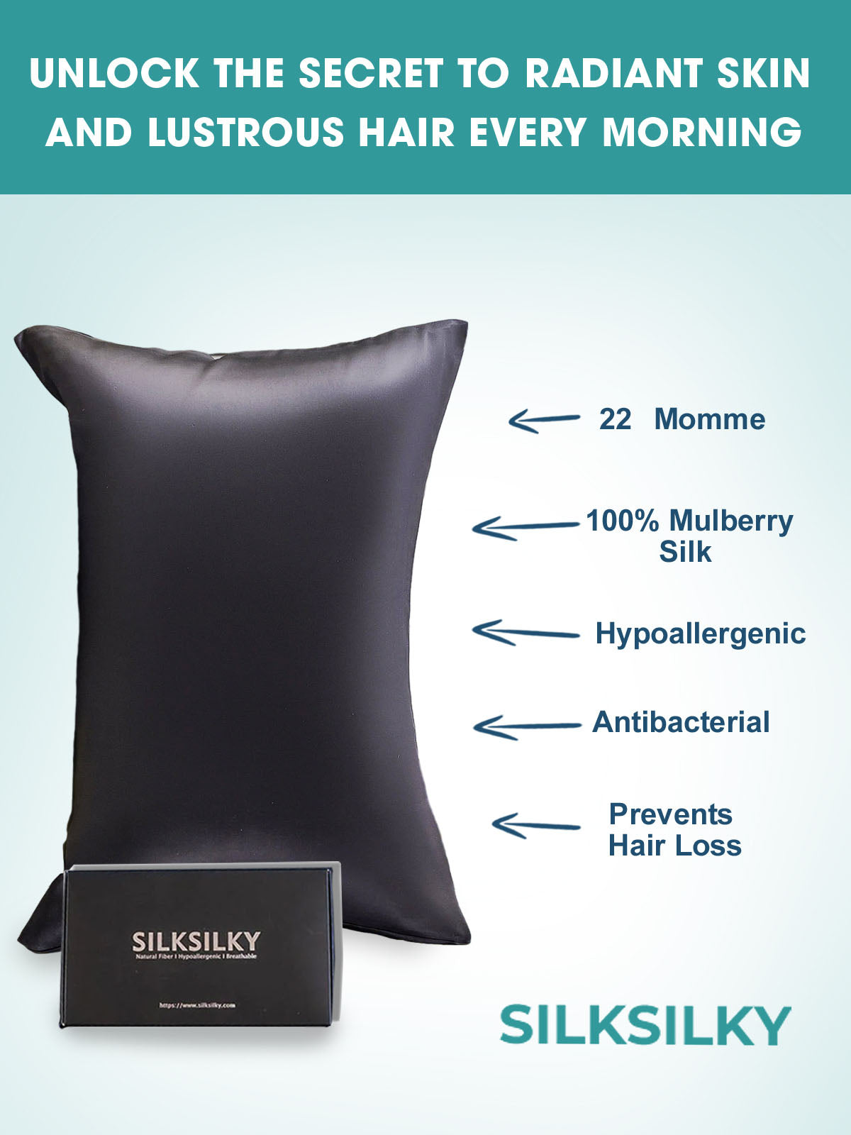 [Nero] SilkSilky-IT 22Momme Seta pura Pillowcase 003