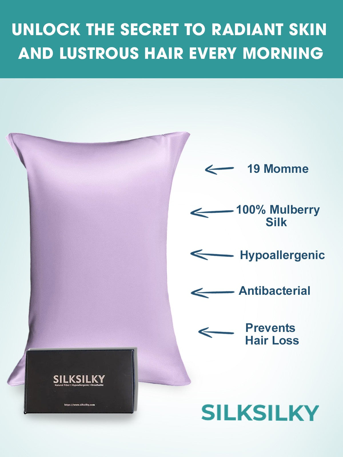 [Lavanda] SilkSilky-IT 19Momme Seta pura Pillowcase 003
