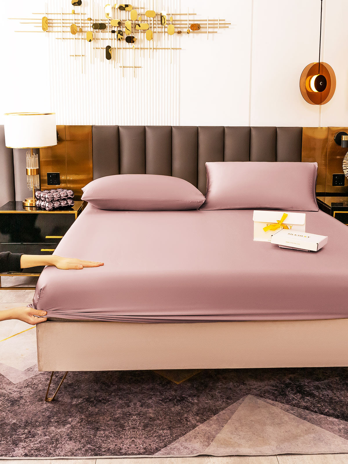 [Malva Pallido] SilkSilky-IT 19Momme Seta pura Bedding Set 006