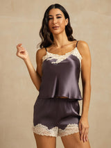 [Grigio Porpora] SilkSilky-IT Sleeveless V Neck Set di Bretelle 003