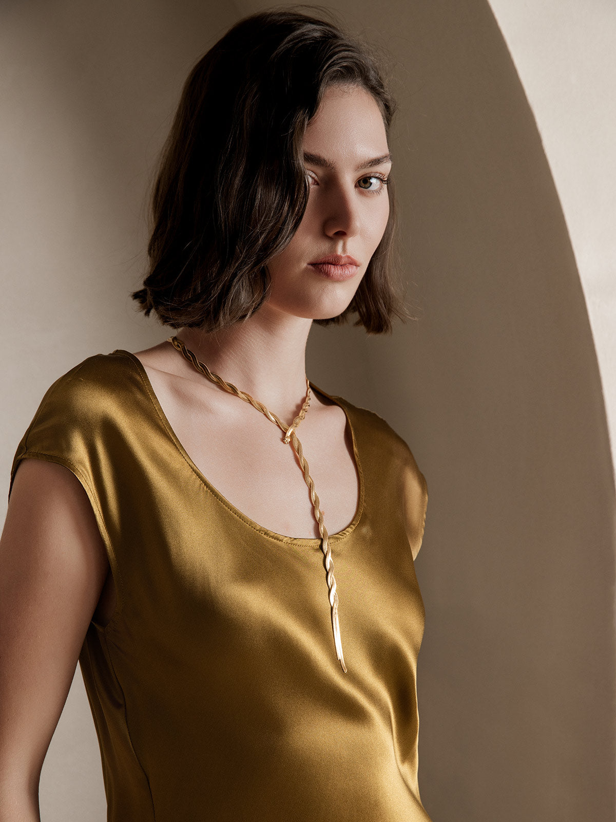 [Marrone] SilkSilky-IT 19Momme Seta Dress 002