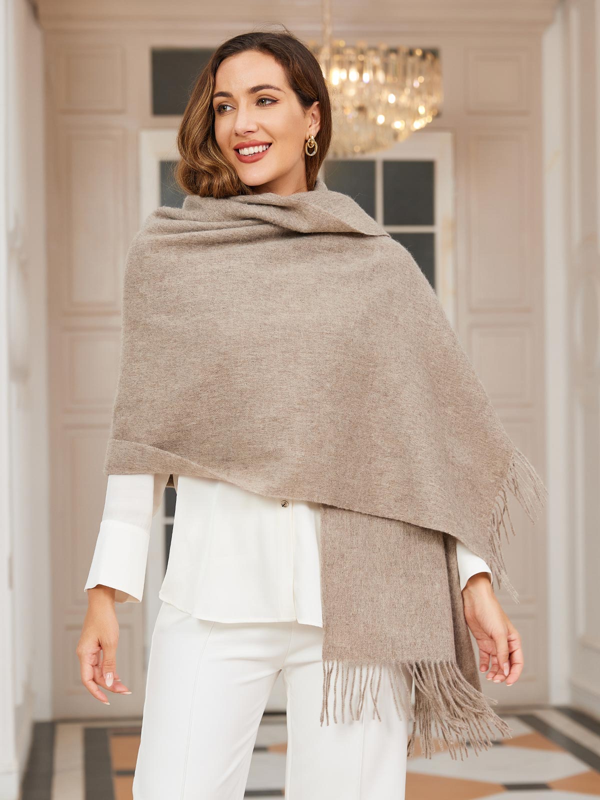 [Kaki Scuro] SilkSilky-IT Lana Scarf 003