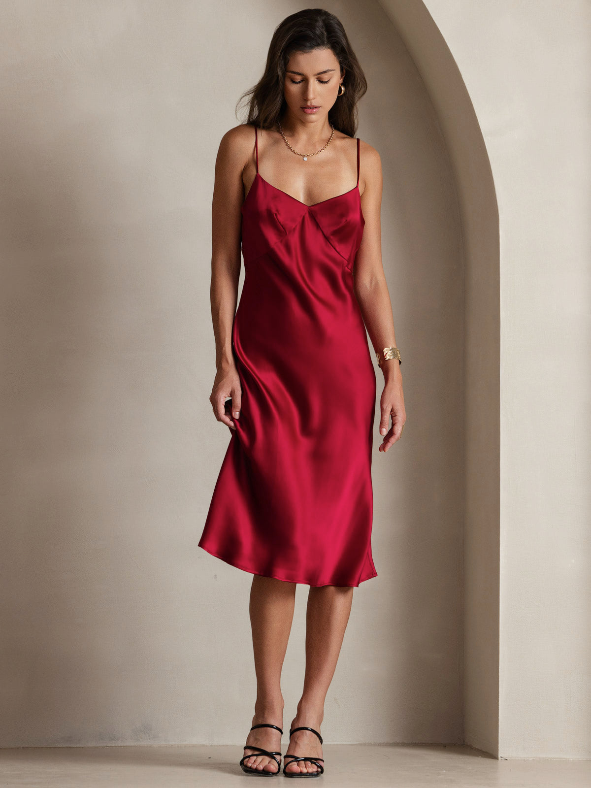 [Vino] SilkSilky-IT 19Momme Seta pura Collo a V Vestiti da donna 005