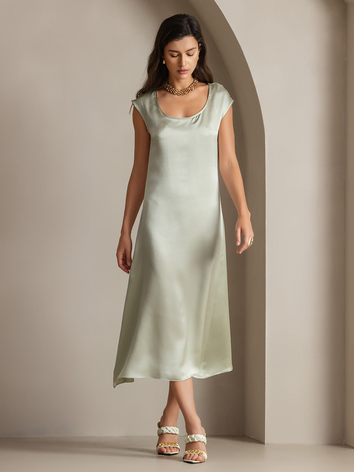 [Verde Chiaro] SilkSilky-IT 19Momme Seta Dress 002