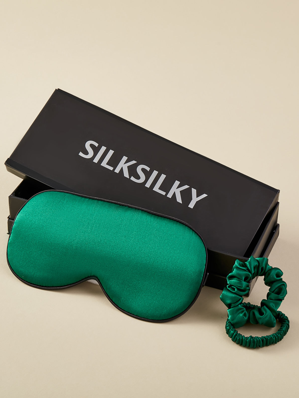 SilkSilky IT 19Momme Seta pura Eye Mask VerdeScuro 001