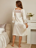 SilkSilky IT Seta pura Manica lunga Nightgown Bianco 002