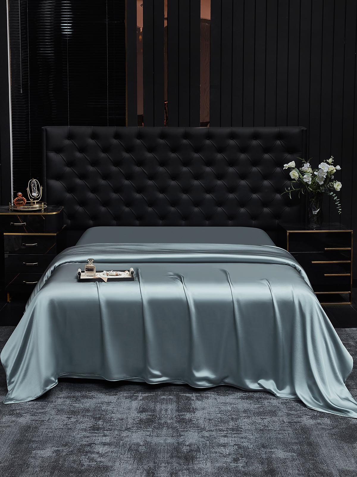 [Blu Grigiastro] SilkSilky-IT 22Momme Seta pura Duvet Cover 001