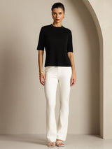 [Nero] SilkSilky-IT Half Sleeve Crew Neck Magliette donna 003