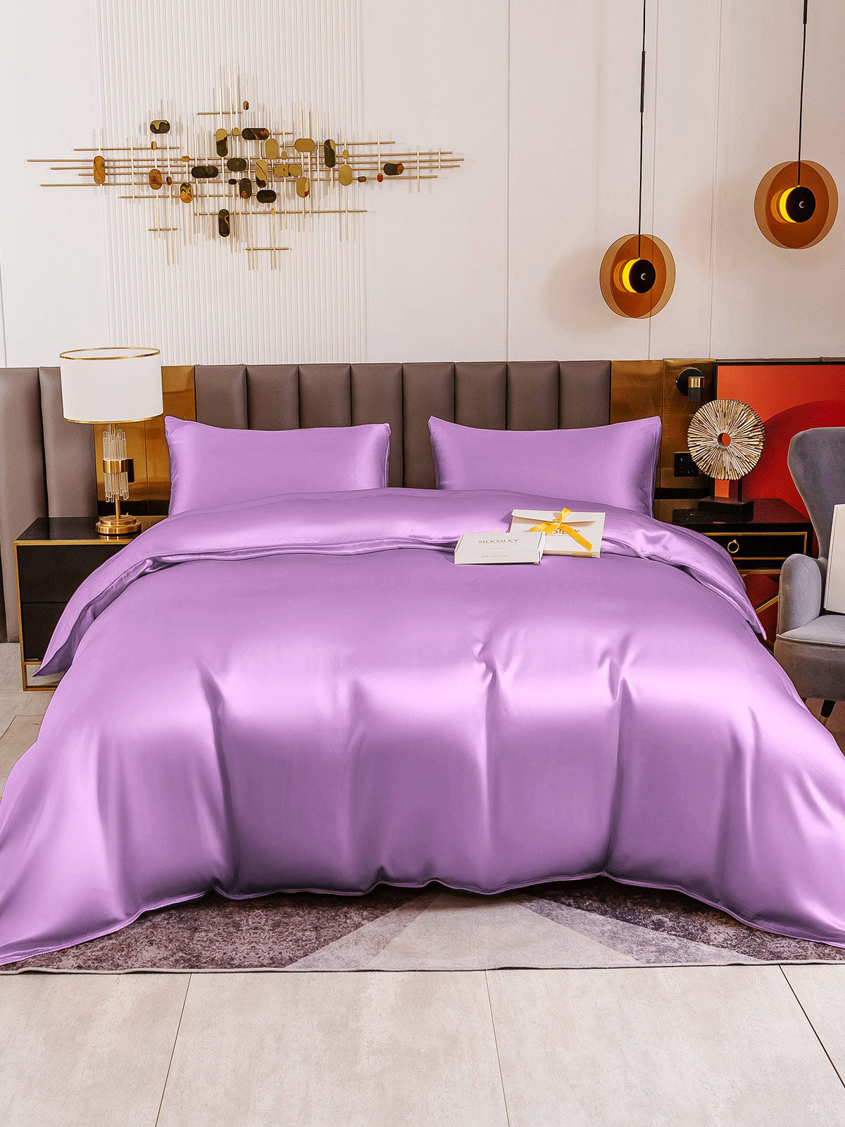 SilkSilky IT 19Momme Seta pura Bedding Set Lavanda 002