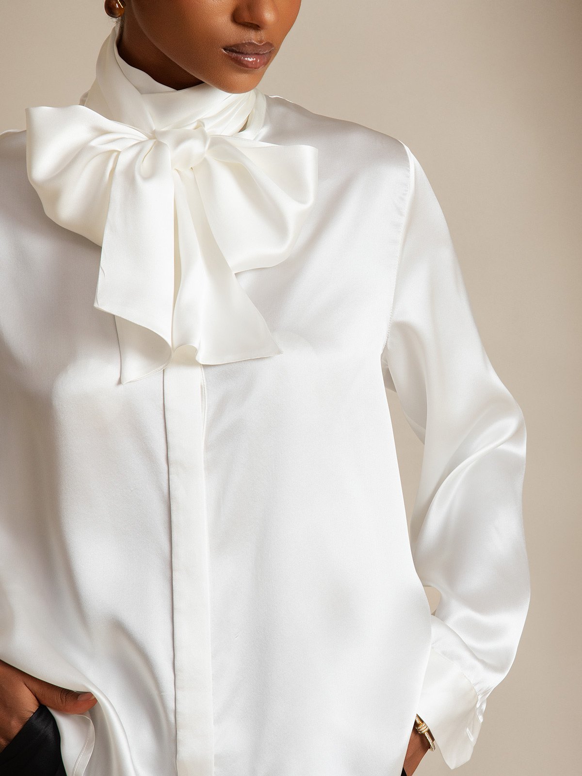 [Bianco] SilkSilky-IT 19Momme Seta Womens Shirt 003