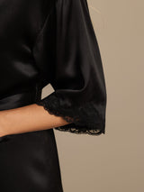 [Nero] SilkSilky-IT Half Sleeve Vestaglia da donna 004