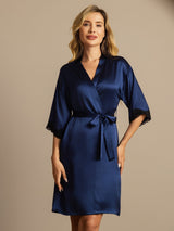 [Blu Scuro] SilkSilky-IT Half Sleeve Vestaglia da donna 001