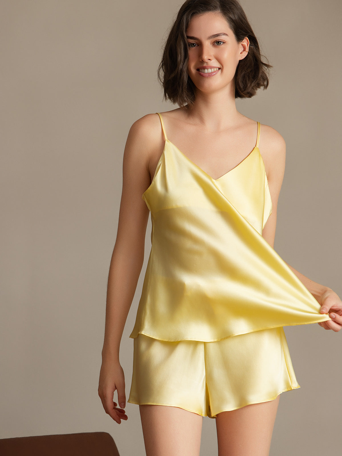 [Giallo Chiaro] SilkSilky-IT Seta pura Camisole Set 001