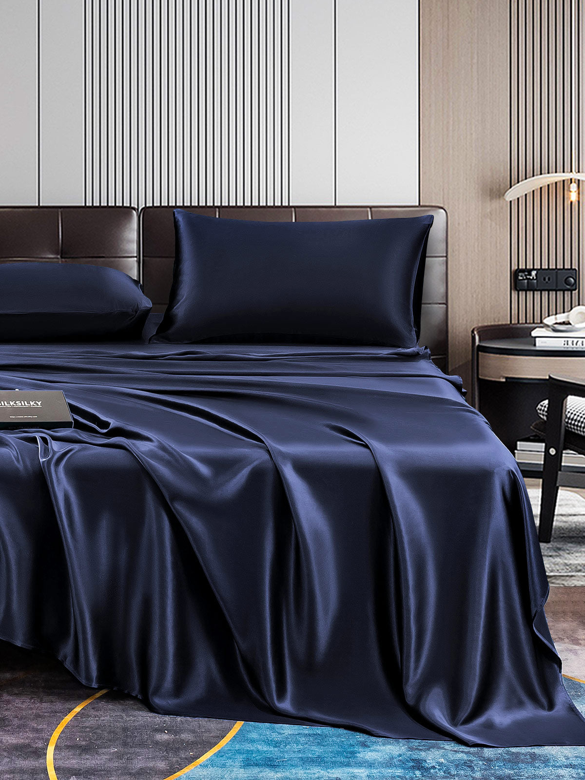 [Blu Scuro] SilkSilky-IT 22Momme Seta pura Bedding Set 006