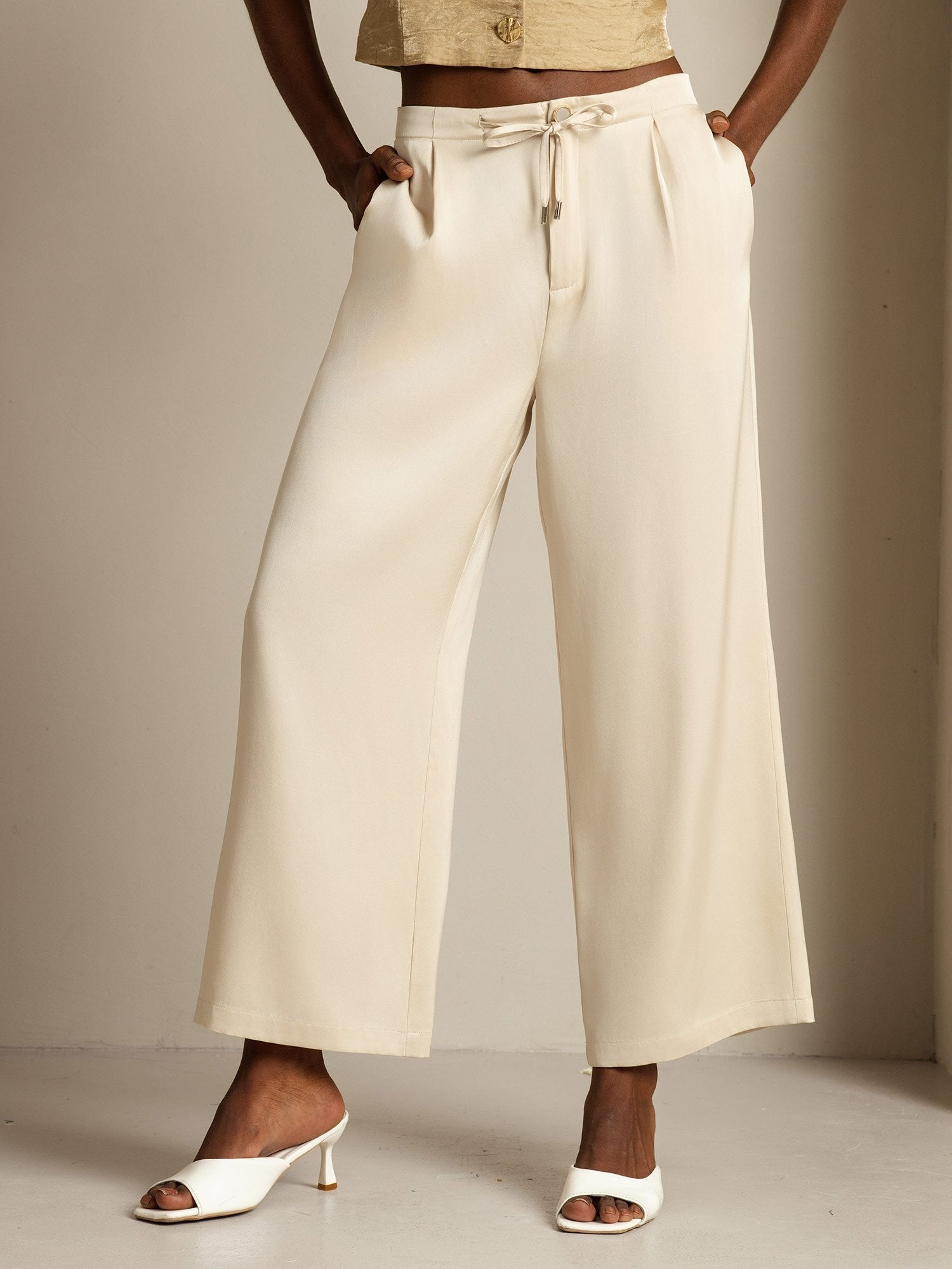 [Beige] SilkSilky-IT 19Momme Seta Womens Pants 001,