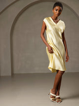 [Giallo] SilkSilky-IT Cap Sleeve V Neck Camicia da notte 006