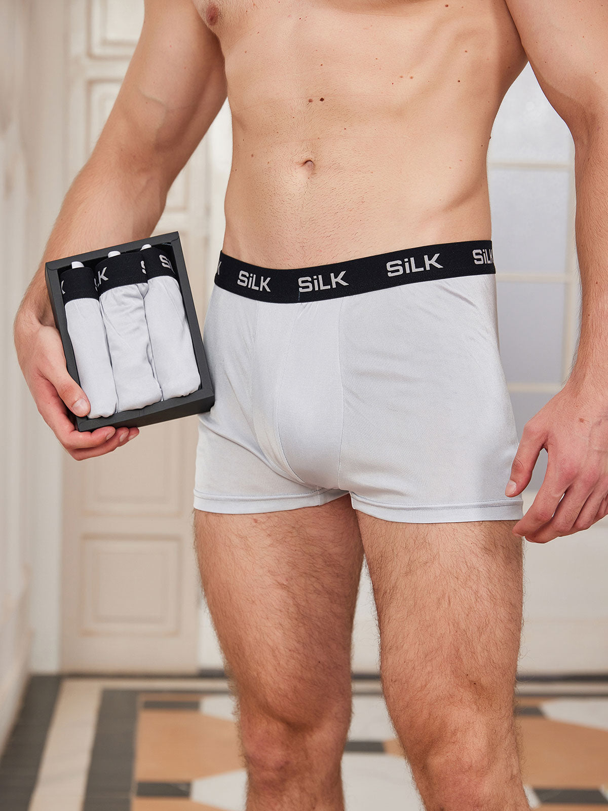 [Grigio] SilkSilky-IT Seta pura Mens Underwear 001