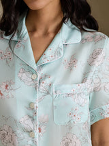 [Fiori Cielo] SilkSilky-IT Short Sleeve Notch Collar Pigiami da donna 005