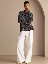 [Onda Nera] SilkSilky-IT Long Sleeve Lapel Collar Camicie da donna 005