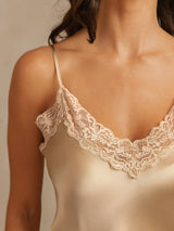 [Champagne] SilkSilky-IT Sleeveless V Neck Set di Bretelle 005