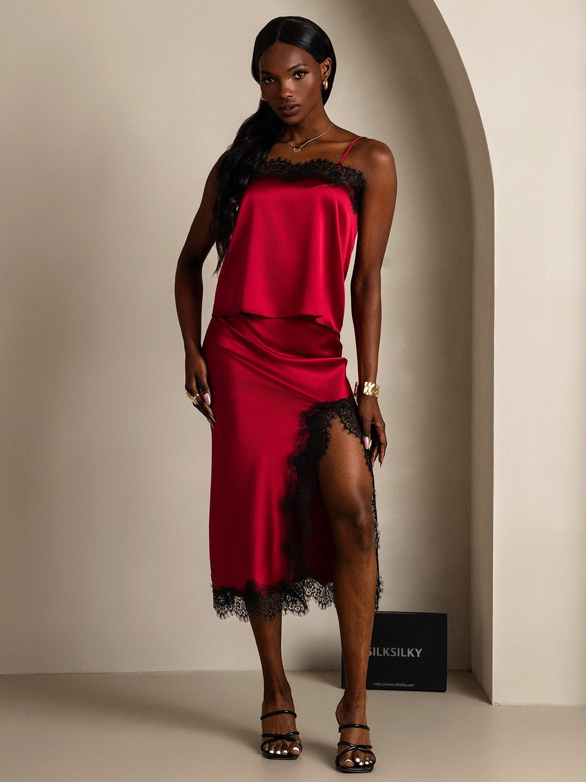 SilkSilky-IT 19Momme Seta Camisole Set Vino 005