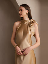 [Champagne] SilkSilky-IT Sleeveless Halter Vestiti da donna 004
