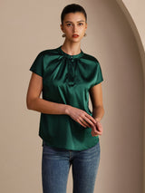 [Verde Scuro] SilkSilky-IT Short Sleeve Blouse 003