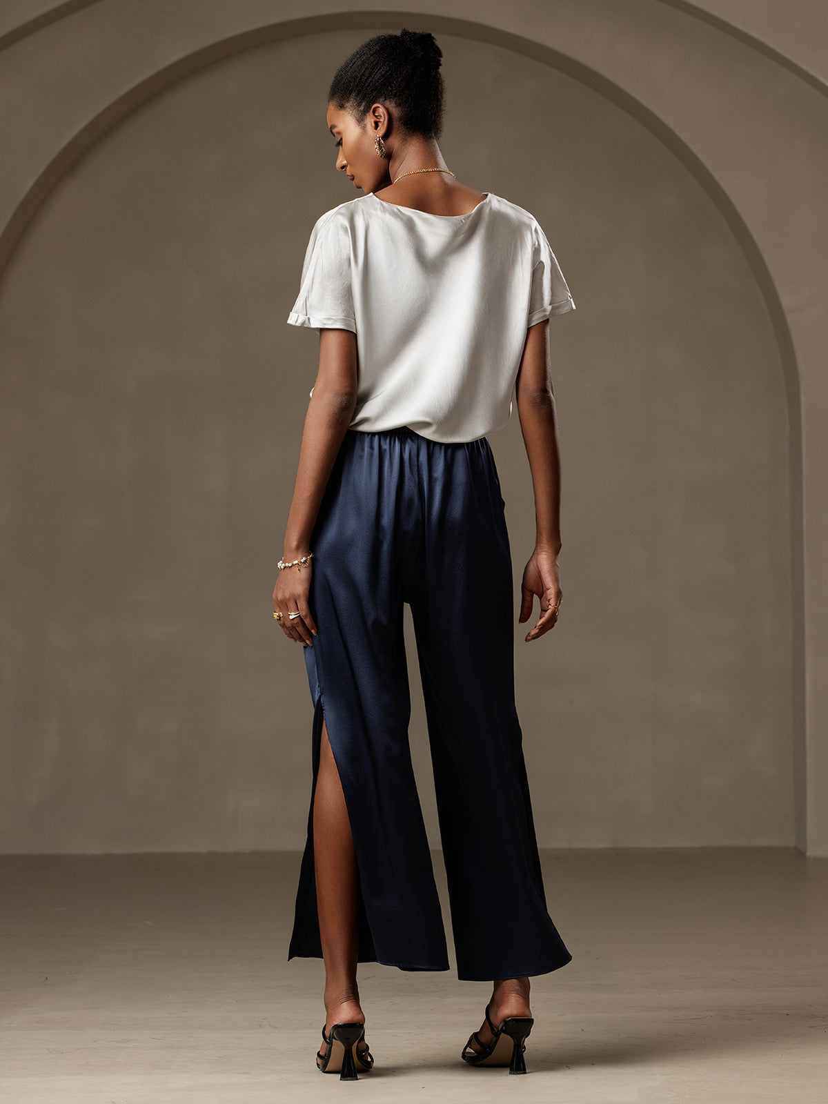 [Blu Scuro] SilkSilky-IT 19Momme Seta Womens Pants 002