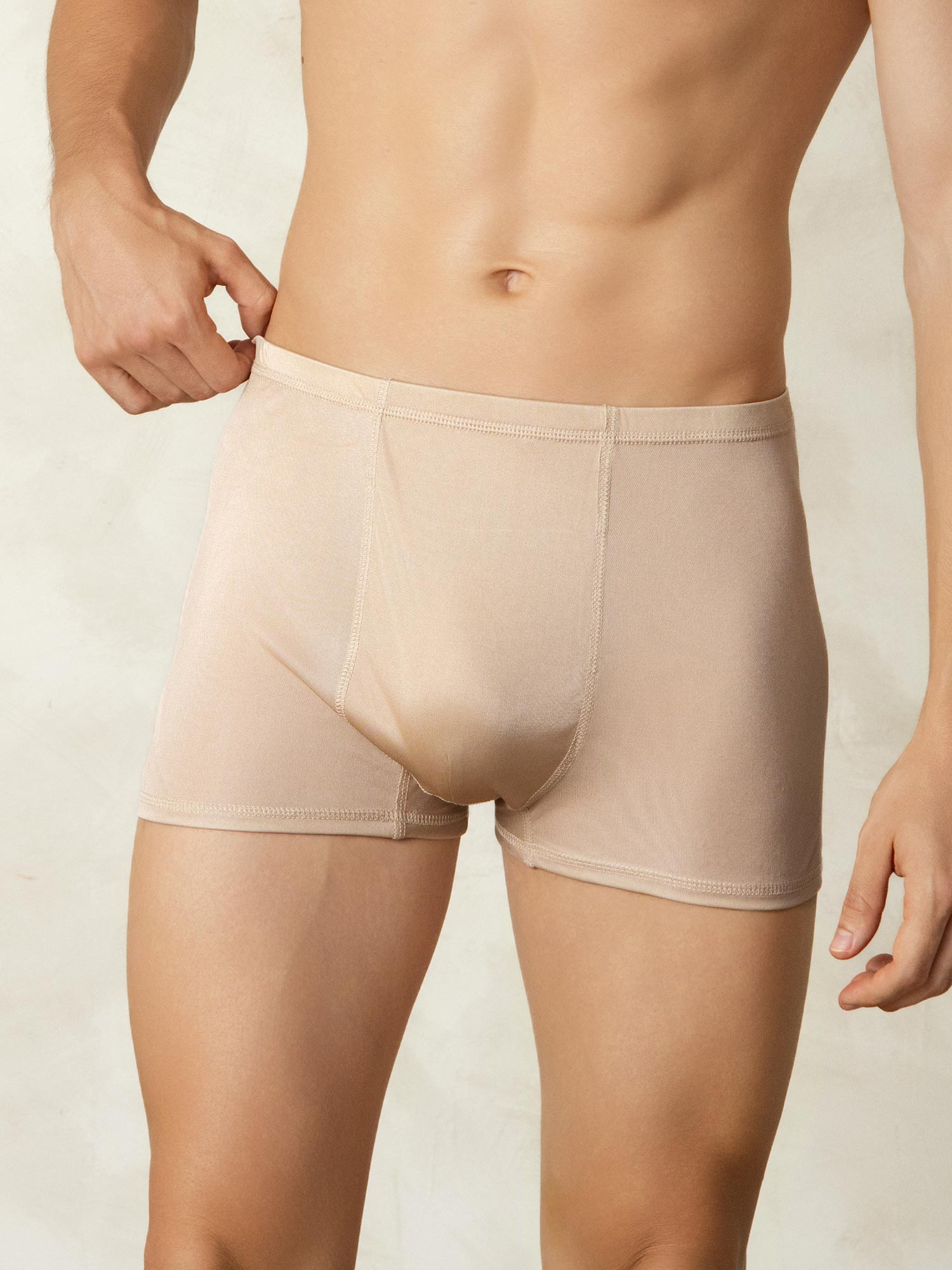 [Beige] SilkSilky-IT Maglia di seta Mens Underwear 003