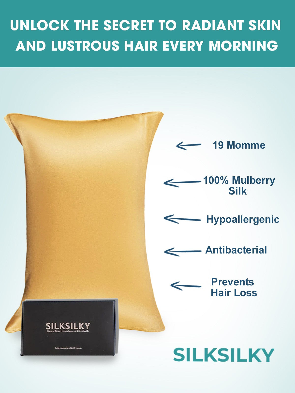[Champagne] SilkSilky-IT 19Momme Seta pura Pillowcase 002