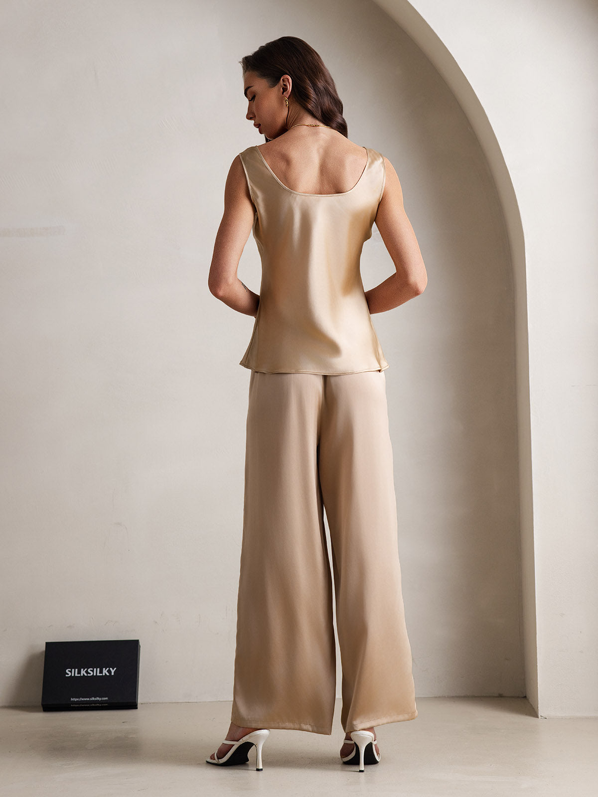 [Champagne] SilkSilky-IT Seta pura Camisole Set 002