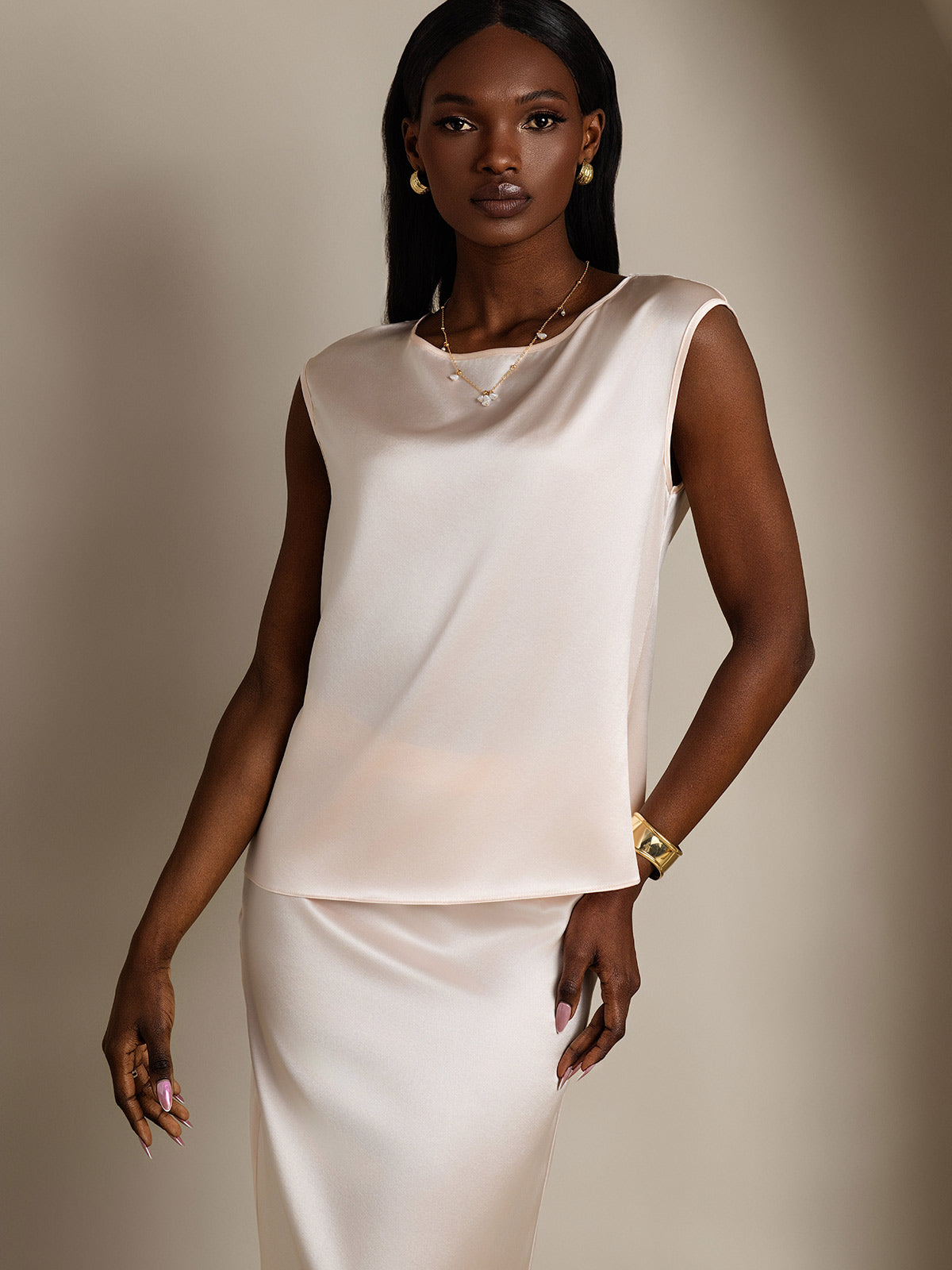 [Rosa] SilkSilky-IT 19Momme Seta Womens T-Shirt 001
