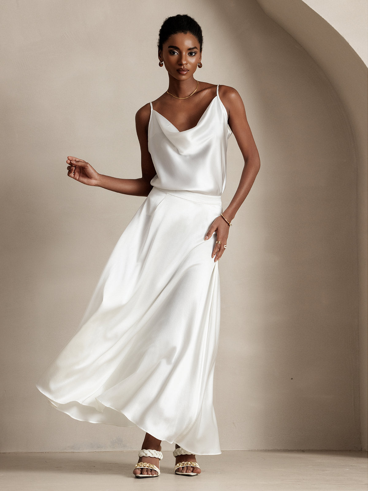 [Bianco] SilkSilky-IT 19Momme Seta Skirt 001