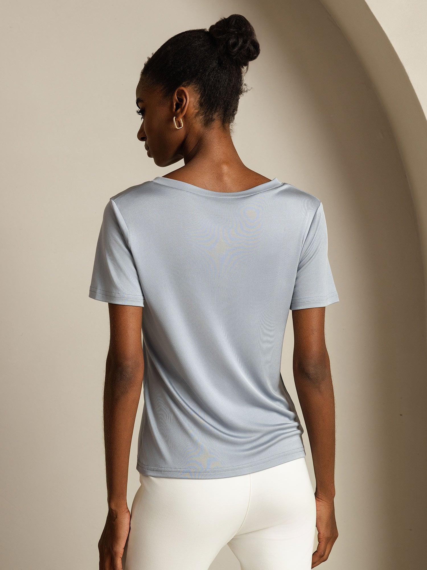 [GrigioChiaro] SilkSilky-IT Seta pura Womens T-Shirt 002