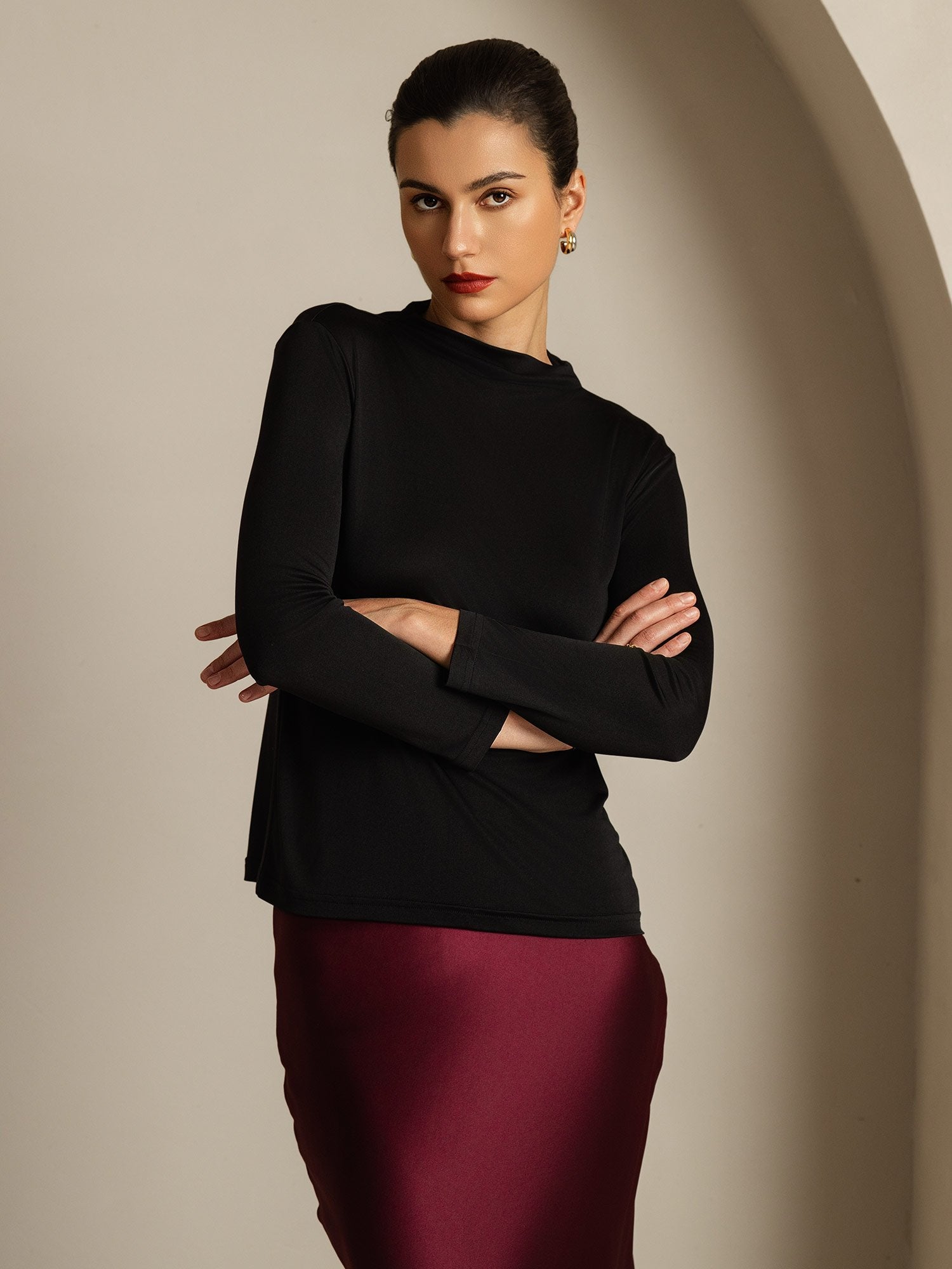 [Nero] SilkSilky-IT Seta pura Womens T-Shirt 003