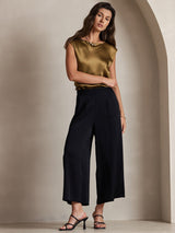 [Marrone] SilkSilky-IT Cap Sleeve Round Neck Magliette donna 006