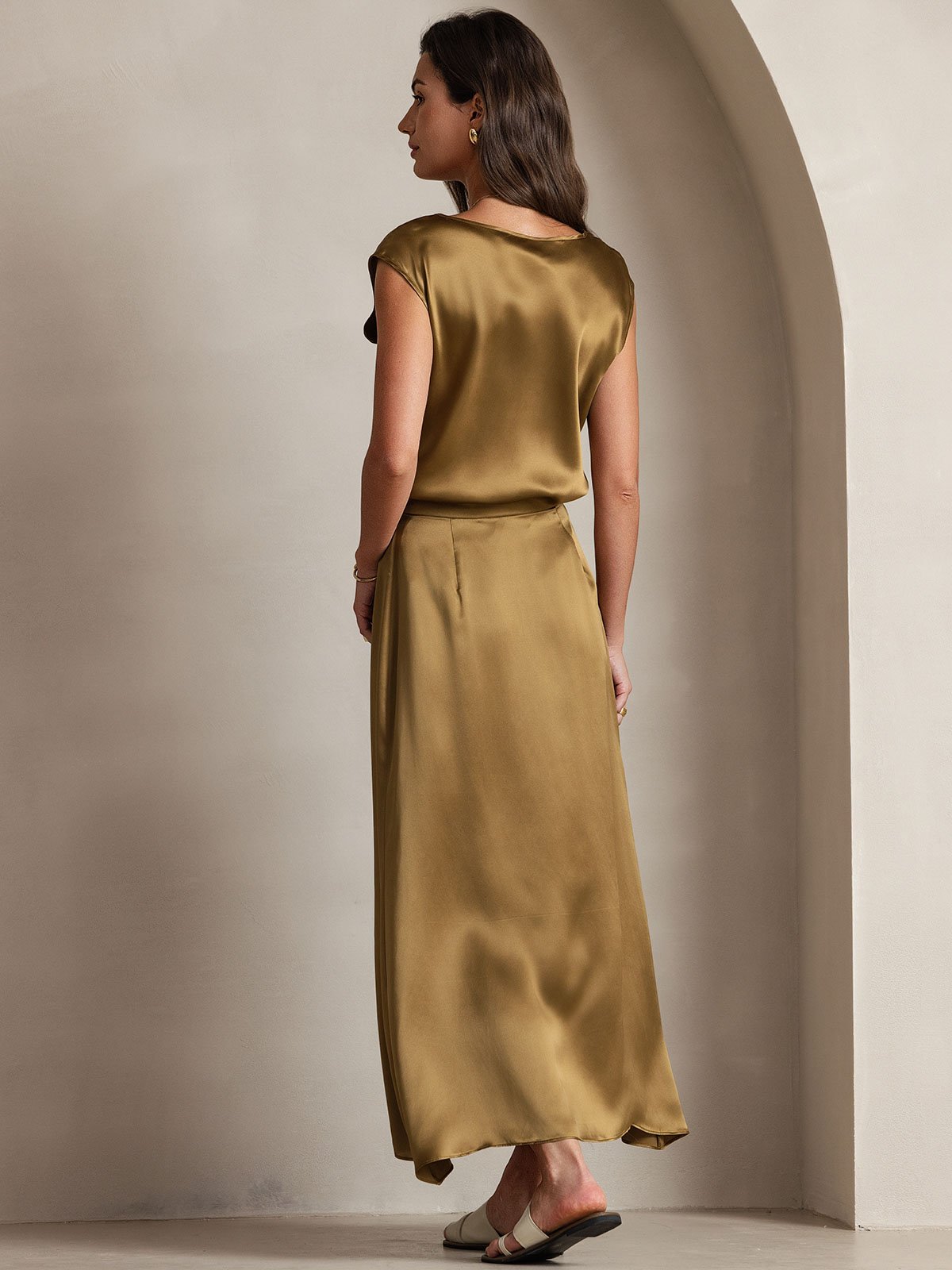 [Marrone] SilkSilky-IT 19Momme Seta Skirt 004