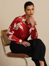[Vino] SilkSilky-IT 19Momme Manica lunga Colletto con Revers Camicie da donna 008